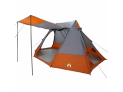 Tienda de campaña gris y naranja de 482 x 360 x 227 cm, tafetán.