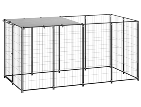 vidaXL Perrera negra 2,42 m² acero