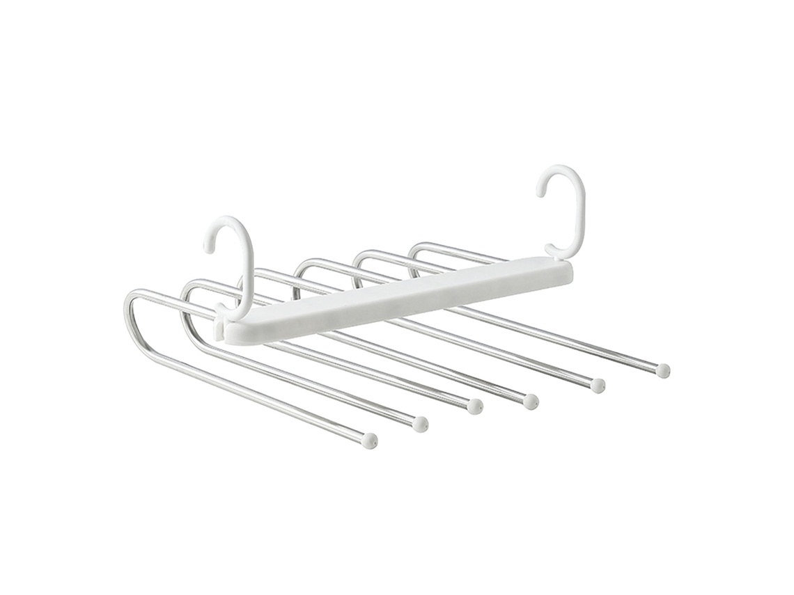 Perchero plegable multifuncional de acero inoxidable de 6 niveles para armario - Blanco