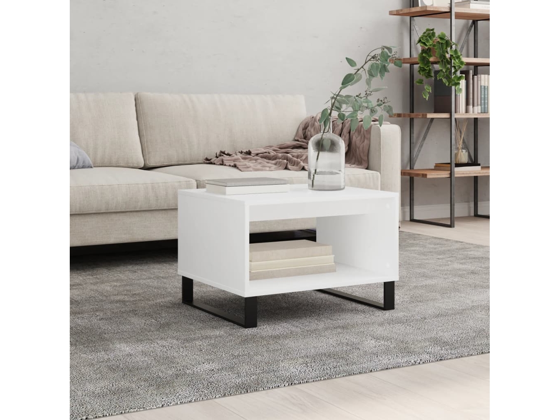 Mesa de centro de 60x50x40 cm, fabricada en madera sintética blanca, HARLANV1