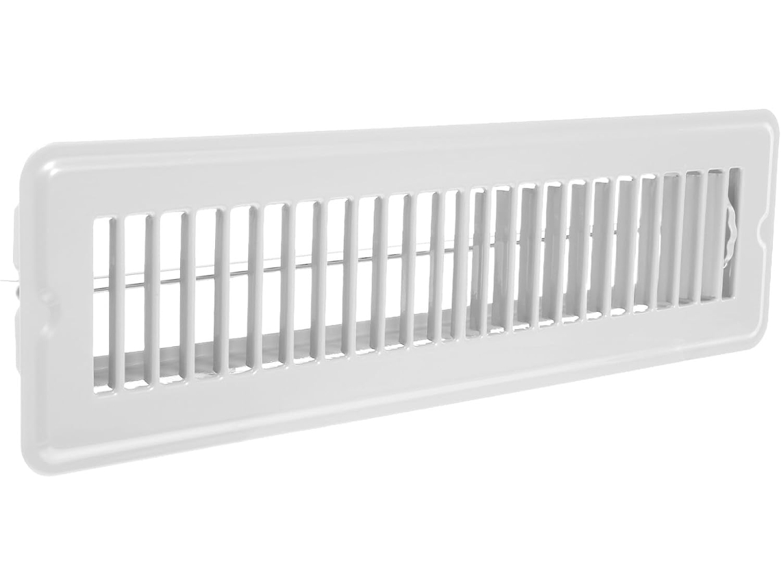 Rejilla de ventilación de suelo metálica con válvula ajustable, 2 x 12 pulgadas, blanca, duradera Gokoco