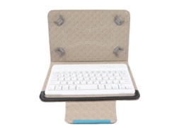 Case De Pu Universal Con Teclado Bluetooth Para Tablet Laptop Android, Ios Y Win Luz Dourada