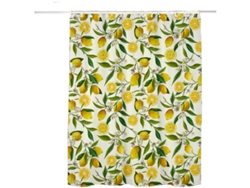 Cortina De Ducha - Cortina De Ducha Antimoho - Incluye Anillas Para Colgar - Poliéster - 120x180 Cm - Amarillo - Gardenia Y Limón