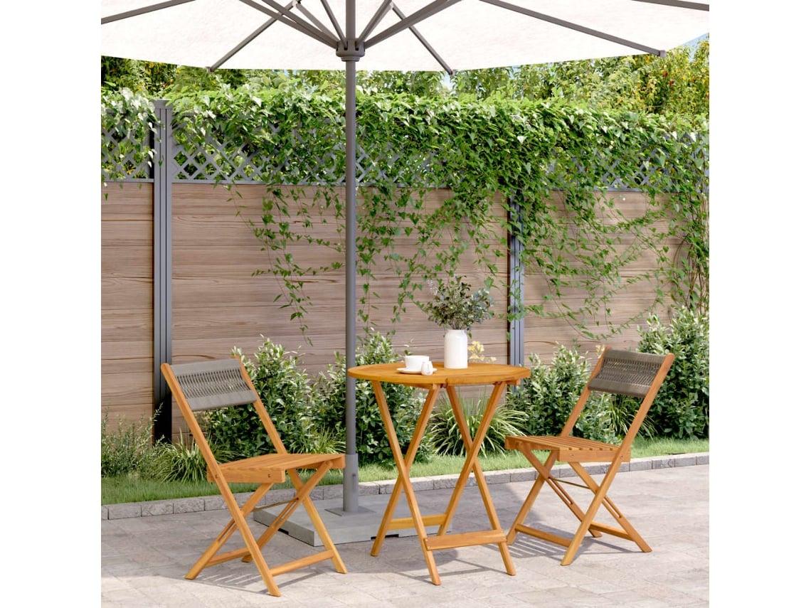 Conjunto de bistró de 3 piezas de polipropileno/madera maciza gris Dkd Home Decor