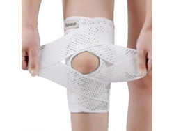Rodillera con estabilizadores laterales para dolor y artritis, transpirable y ajustable.