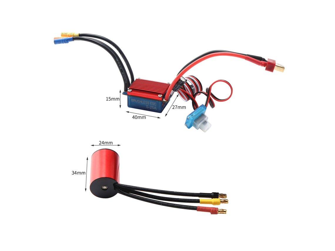Motor Sin Escobillas De 4800 Kv, Esc De 25 A, Servo De 2,2 Kg Para Coches Rc A Escala 1/16 Y 1/18 Con Control De Velocidad Eléctrico.