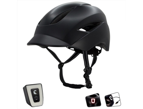 Casco CRAZY SAFETY de Bicicleta urbano Luz recargable USB Negro mate (L) Certificado EN1078
