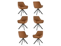 Sillas De Comedor Goeurvant 1178(pack De 6, Marrón, Cuero Pu)