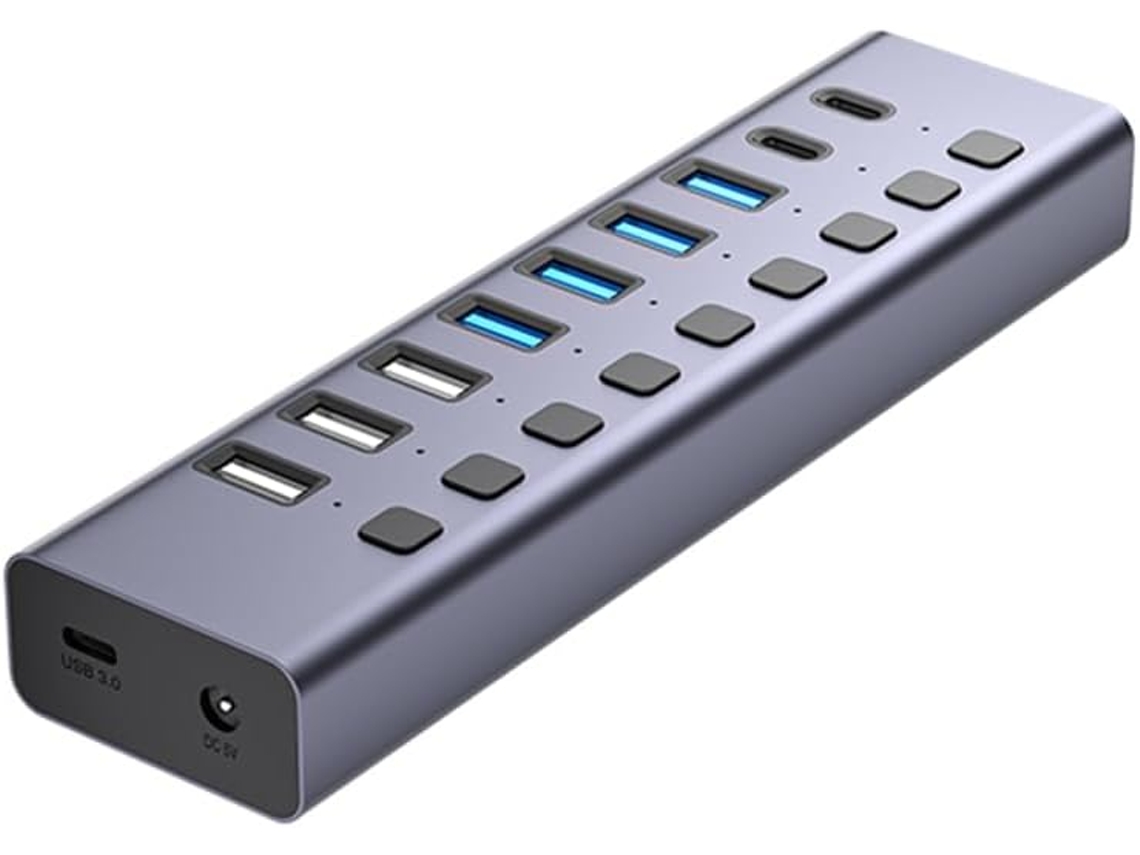 Concentrador Usb Con Fuente De Alimentación, Adaptador C, Carga Y Transferencia De Datos.