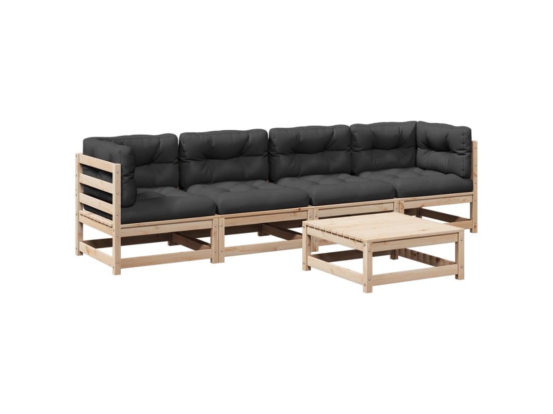 Maison Exclusive - Juego De Sofás De Jardín 5 Pzas Con Cojines Madera Maciza Pino
