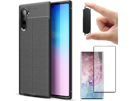Carcasa, Protector y Soporte Samsung Note 10 Rugged Leather Negro