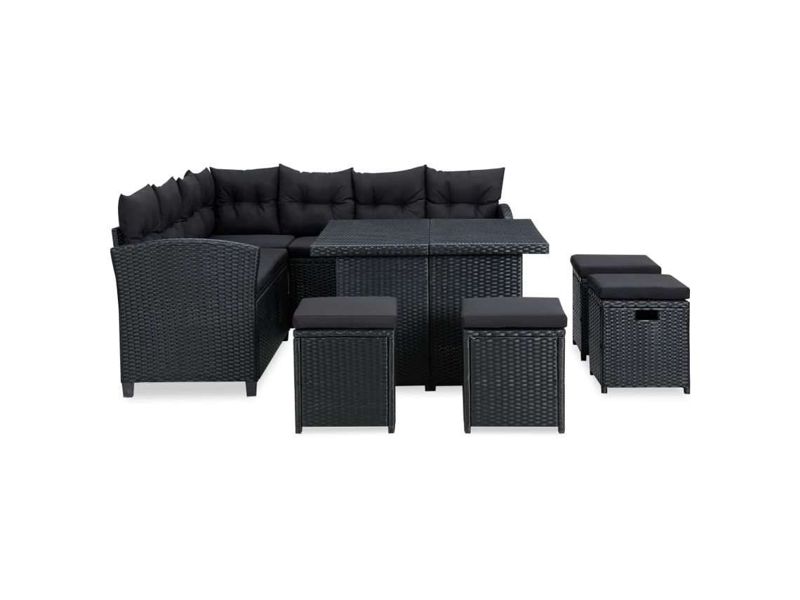 Maison Exclusive - Set Muebles De Jardín 6 Piezas Y Cojines Ratán Sintético Negro