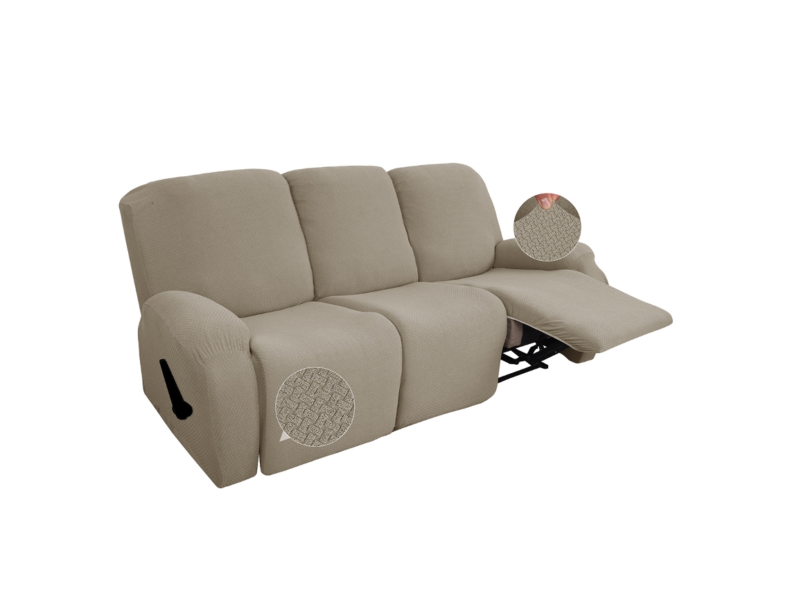 Sofá Reclinable Slipcovers, Cubiertas De Silla Reclinable De Estiramiento Con Elegante Tela Jacquard Bordado Diseño De 8 Piezas Para Sofá Reclinable D