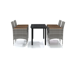 vidaXL Juego de comedor para jardín de 5 piezas y cojines gris y negro