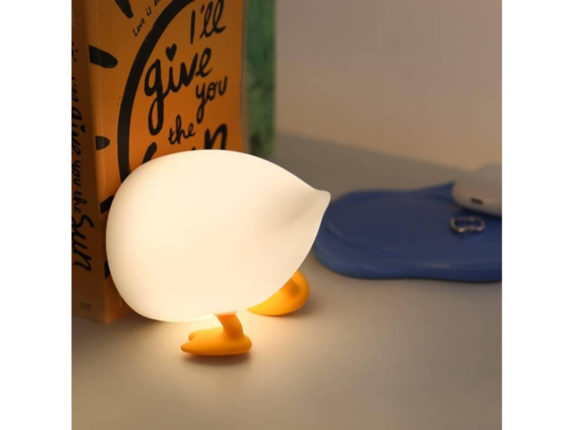 Luz de noche de pato PP, lámpara de noche ajustable, recargable por USB, control táctil, apagado automático, lámpara de noche para dormir (blanca)