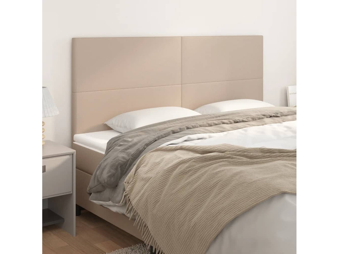 Cabeceros 4 Unidades Cuero Sintético Capuchino 90x5x78/88 Cm