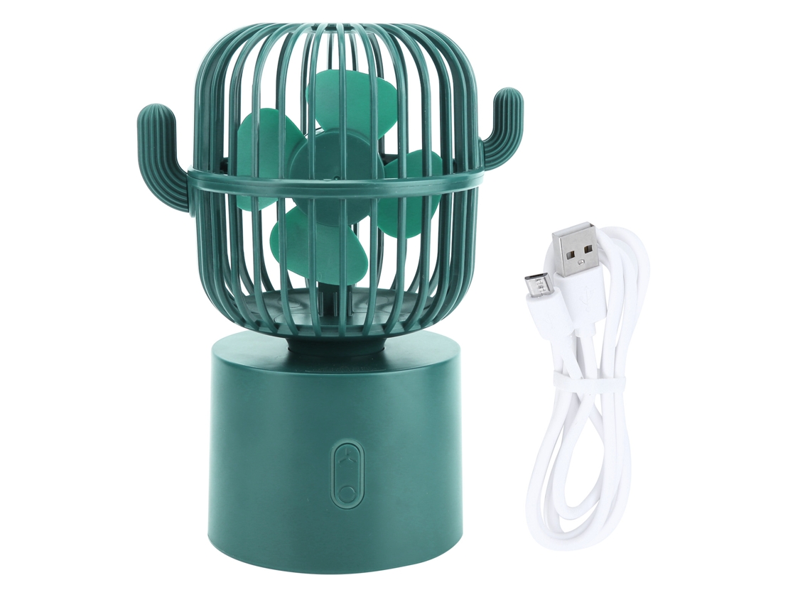 Ventilador Mini De Escritorio Usb Recargable Portátil 3 Velocidades Ajustables Para Hogar Oficina Viajes Verde
