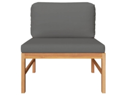 Maison Exclusive - Sofá Central De Madera Maciza De Teca Con Cojines Gris Oscuro