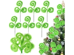 6 adornos navideños de peluche verde, palitos de 43 cm para decoración del árbol y del hogar