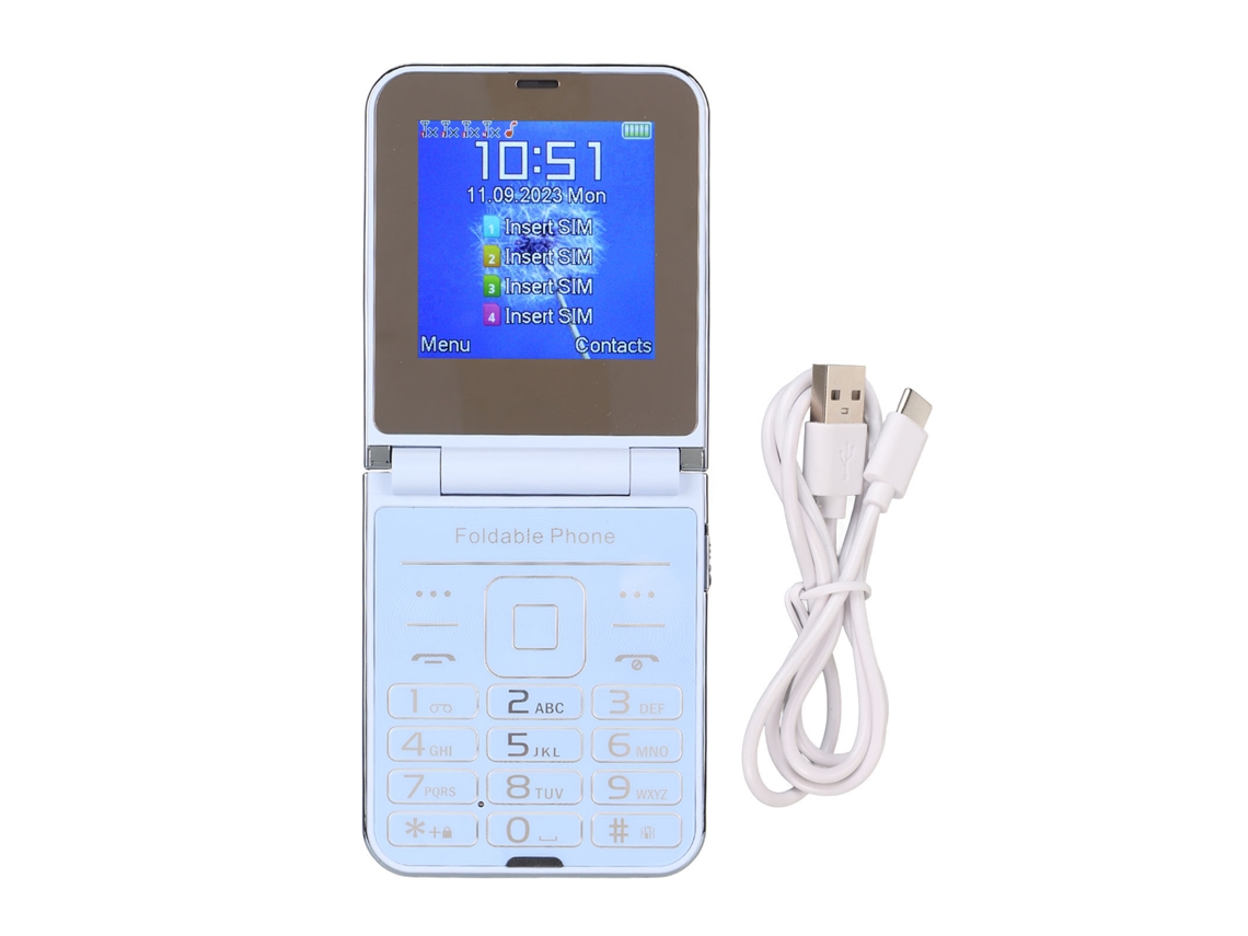Telefone Flip 2g Para Idosos Com Botões Grandes, Tela 2.6in, Som Alto E Câmera 1.3mp Azul