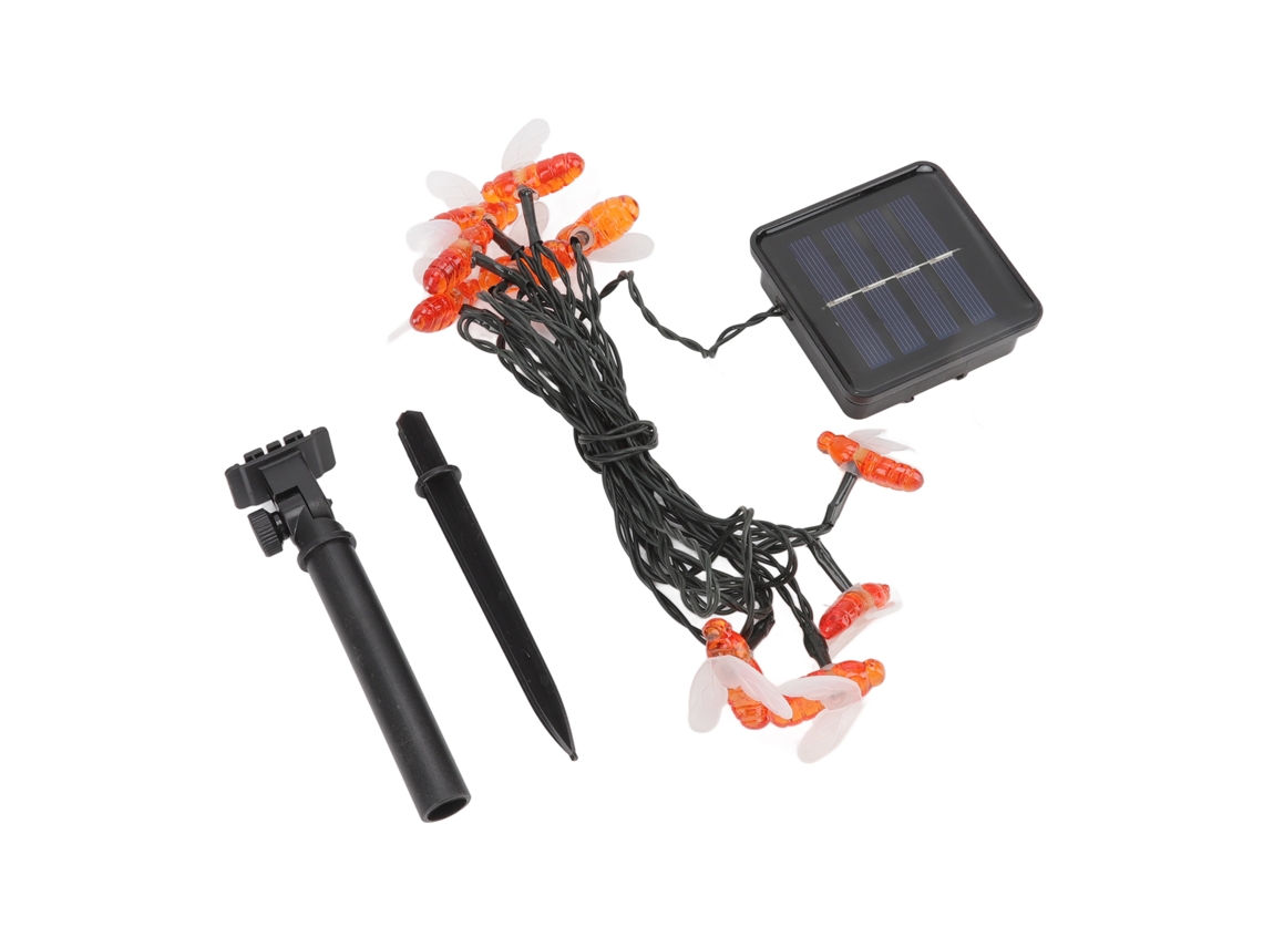 Tira de luces LED solares 2026 con forma de abeja, impermeable, 10 luces, decoración navideña, lámpara repelente de insectos