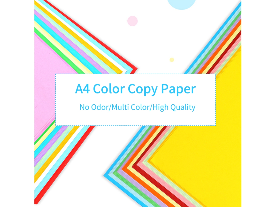 Papel de Cópia Colorido A4 100 Folhas 70gsm para Impressão e Artesanato 210x297mm | S/MARCA