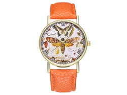 Reloj De Cuarzo Zhoulianfa T303-a, De Cuero, Para Mujer Y Hombre, Estilo Ejecutivo, Color Naranja.