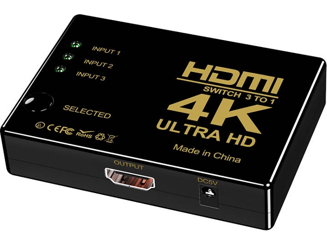 Conversor HOWEI HDMI Splitter 3 in 1 HD 4K 2K (Negro)