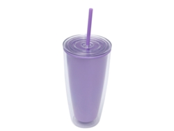Vaso de plástico plano reutilizable de 24 oz con tapa y pajita NEVEANCE