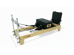 Reformer Pilates Cuore Pilates Semi Torre – Estructura Robusta En Madera Maciza, Acolchado Eva Alta Densidad, Tapizado Negro Lavable