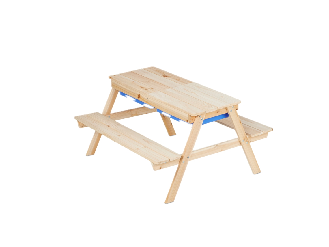 Conjunto De Assentos Relaxdays 2 Em 1 Para Crianças, Mesa De Brincar E Piquenique, Axlxp: 50 X 89 X 86 Cm, Natural