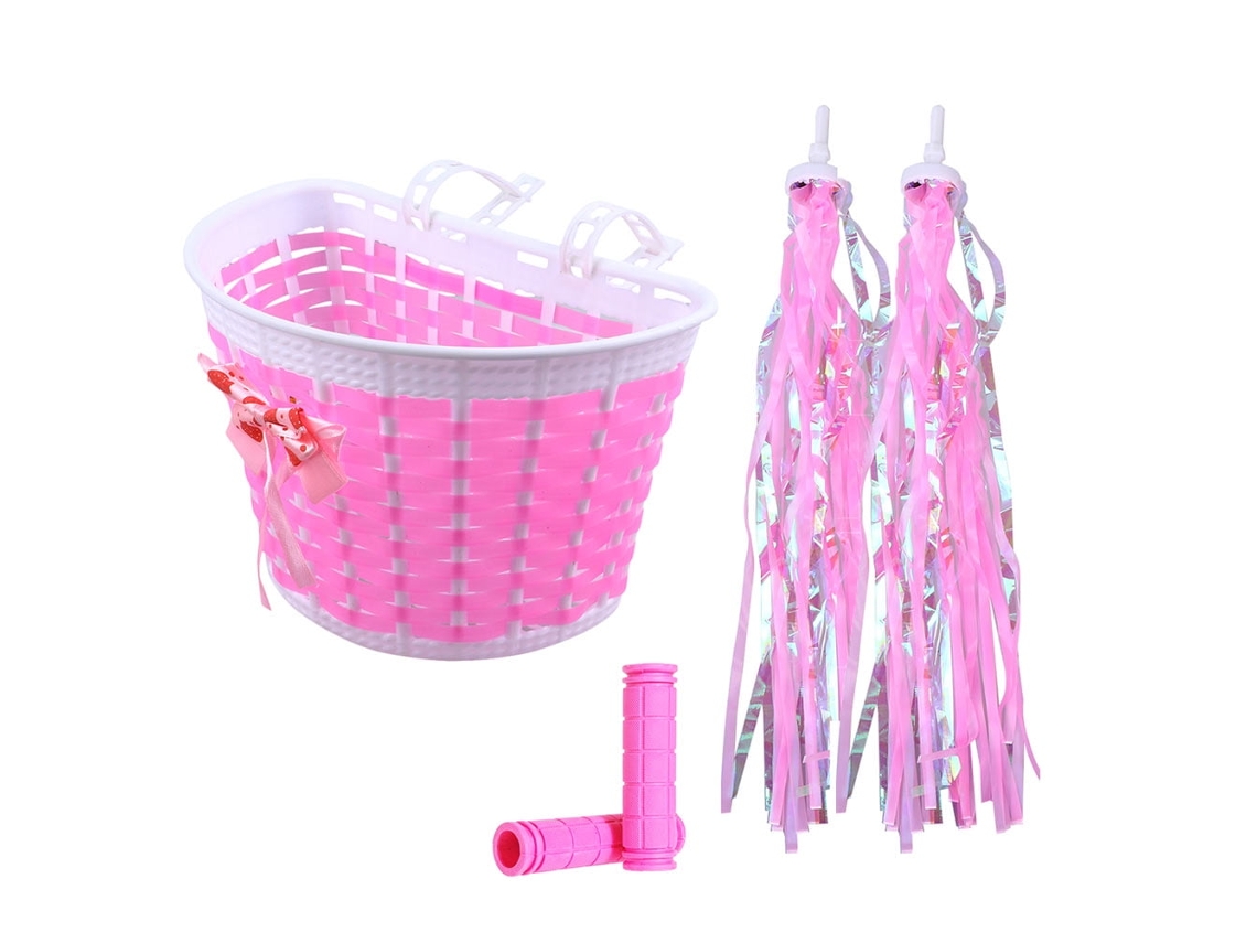 Un Conjunto Que Incluye Una Cesta Para Bicicleta Infantil, Una Funda Para El Manillar Y Muelles, Accesorios Para Bicicletas Infantiles.