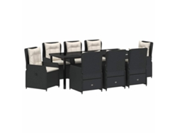 Maison Exclusive - Conjunto De Comedor De Jardín 9 Pcs Negro Ratán Sintético
