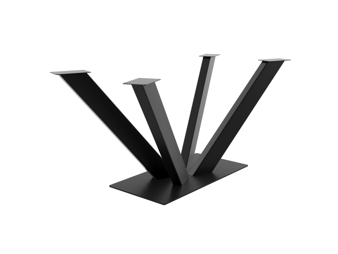 METALOPRO Alphard – Base de Mesa em Aço com Design Angular em V Estilo Industrial Contemporâneo Cor Preto Fosco