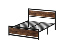 Struttura Letto Matrimoniale in Legno and Acciaio Con Doghe in Stile Industriale, 160x200cm PRIME KANG