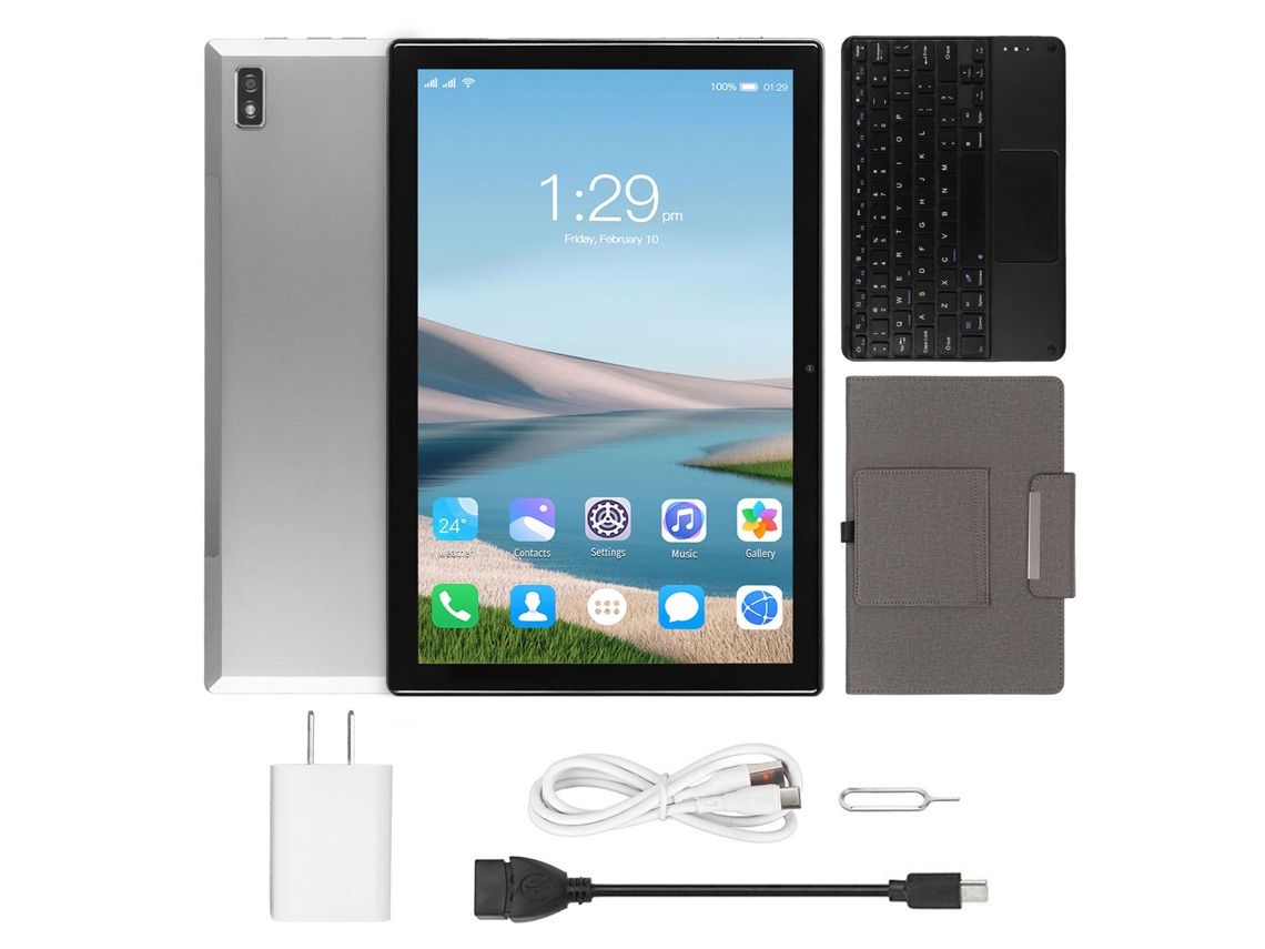 Tableta de 10.1 pulgadas, 8 GB de RAM, 256 GB de ROM, Android 12.0, pantalla HD gris claro dorado