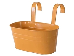 2026-macetas De Metal Colgantes Con Gancho Desmontable, Jardín O Balcón 27x21x14.5 Cm Naranja