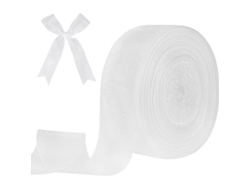 Cinta De Chiffon Transparente Blanca 40mm X 50 Yardas Doble Cara Para Bodas Regalos Y Manualidades