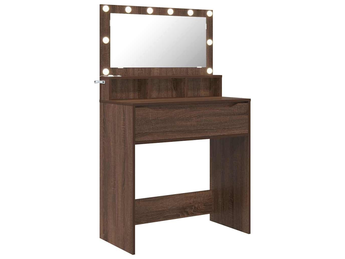 Juego de tocador para dormitorio con cajón, roble marrón, EXCLUSIVO DE LA CASA