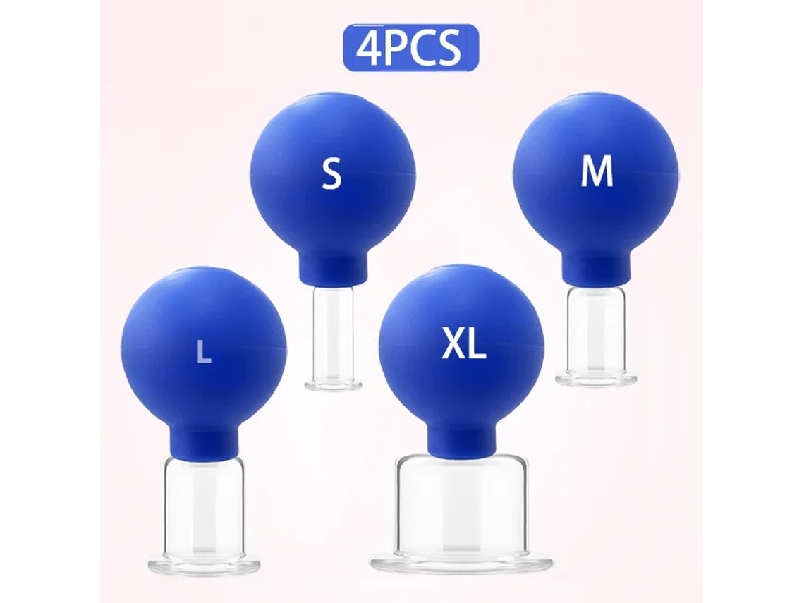 (azul, Juego De 4 Piezas) Copa De Masaje De Goma, Elevación De La Piel Facial Por Vacío, Tamaños S, M, Xl