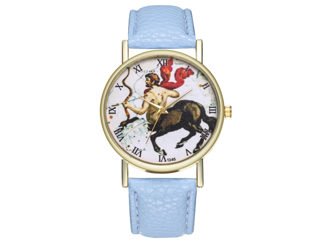Reloj Centaurus Azul Claro Universal De Cuarzo Con Correa De Cuero, Estilo Sencillo, Para Estudiantes.