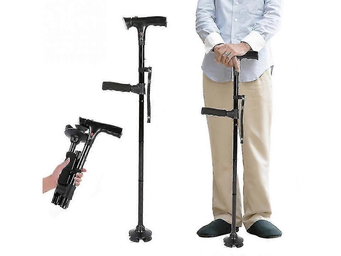 Bastón plegable con luz LED y alarma para personas mayores - Bastón fiable para la tercera edad