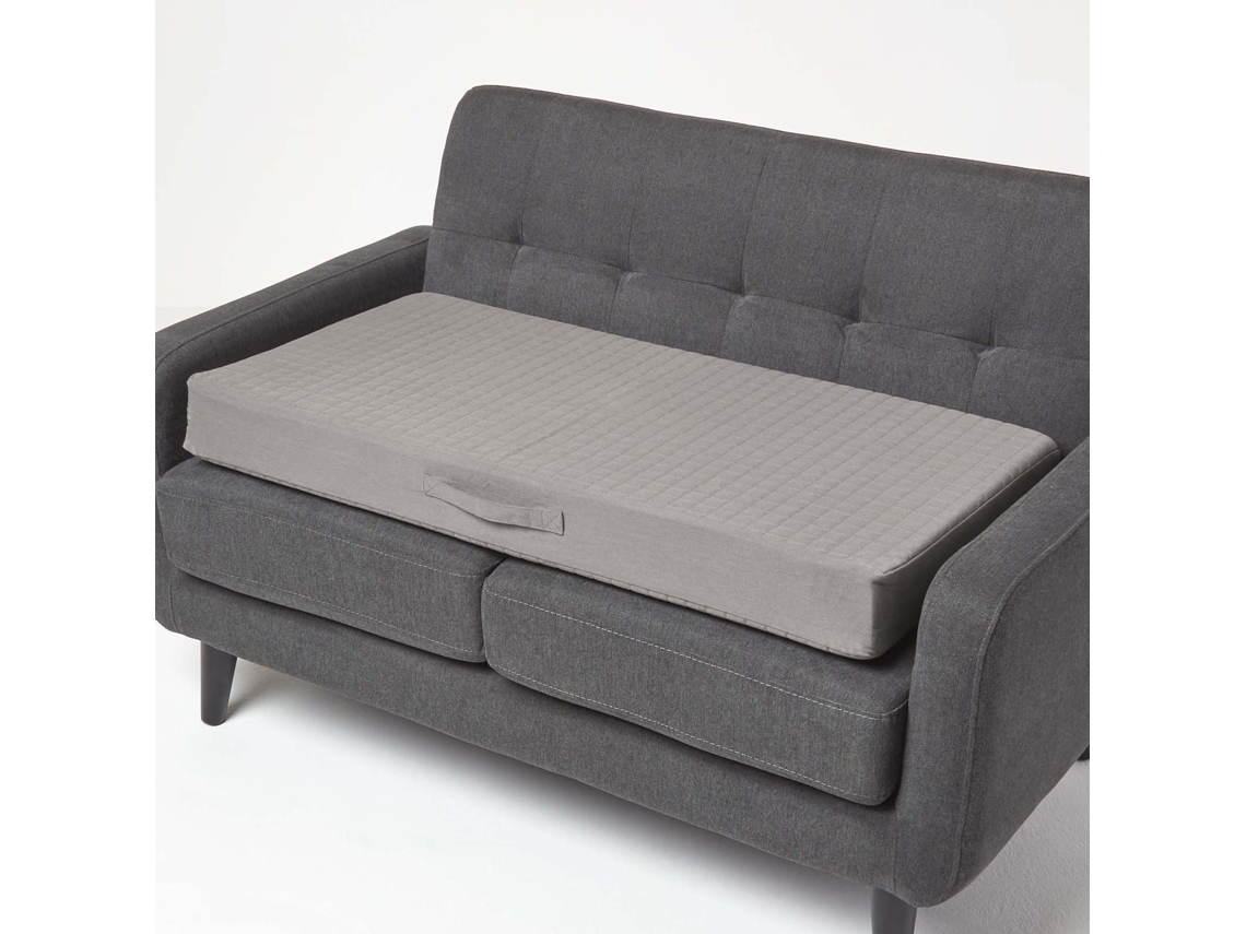 Homescapes Grey Cotton Orthopaedic Foam 2 Seater Booster Cushion