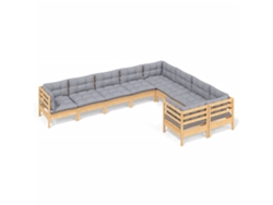Maison Exclusive - Juego De Muebles De Jardín 9 Pzas Y Cojines Madera De Pino