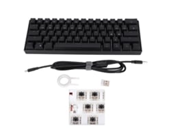 Teclado Mecánico Para Juegos, 61 Teclas, Tres Modos, Inalámbrico, Portátil, Ergonómico, Batería Recargable, Color Negro.