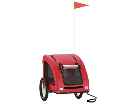 vidaXL Remolque de bicicleta mascotas hierro tela Oxford rojo
