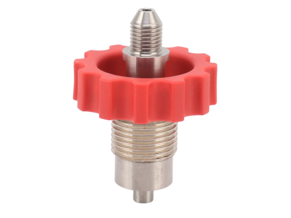 Adaptador De Llenado De Gas Co2 De Acero Inoxidable Con Rosca G5/8 A Engranaje 7/16-20, Color Rojo.
