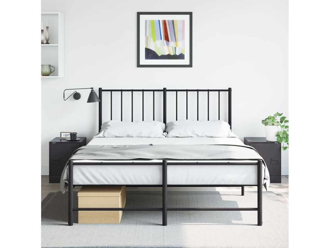 Mesita de Noche Madera Acero Negro (34.5x39x44cm)