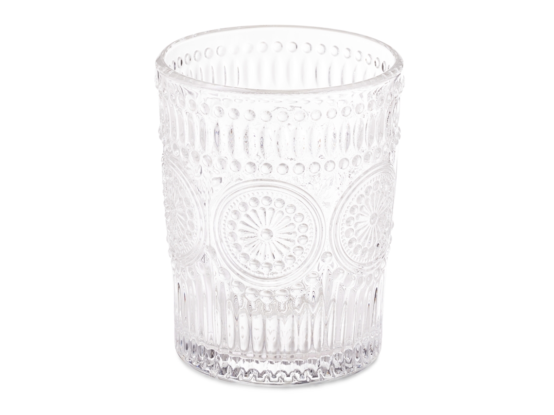 Relaxdays Vasos Vintage, Set 4, Aptos Para Lavavajillas, 300ml, Cristalería Retro Marco Dorado, Agua, Zumo, Transparente
