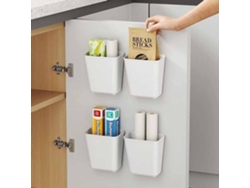 Caja de almacenamiento autoadhesiva de pared de 4 piezas, blanca, 14 cm de ancho x 9 cm de largo x 15 cm de alto